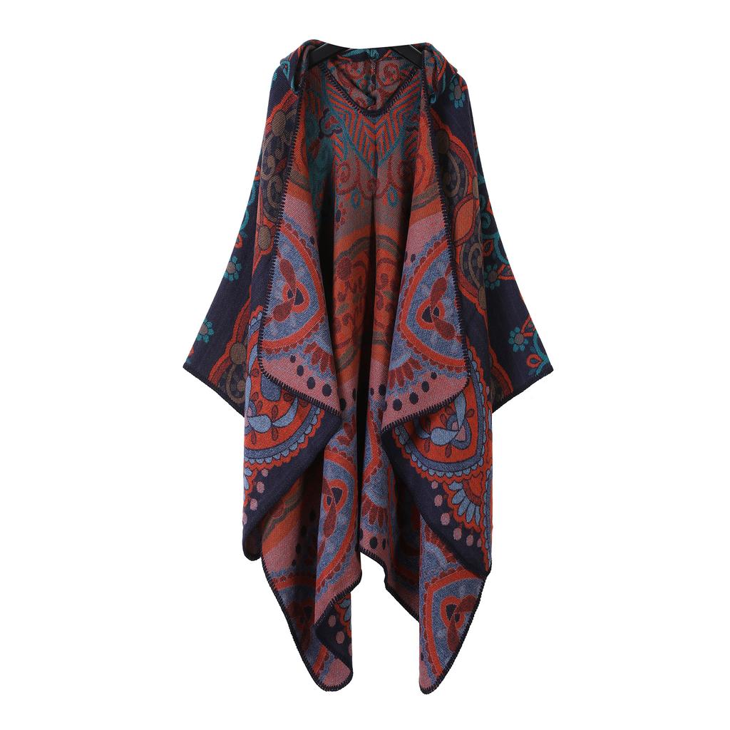 Heiß verkaufter Retro Kapuzenumhang Jacquard Schal Übergröße Kalter Umhang für Männer und Frauen