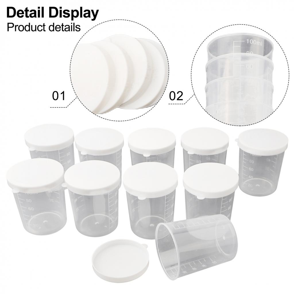 10x100ML Plastic Liquid Measuring Cup Glue Resin Mixing Tool Kitchen Accessories