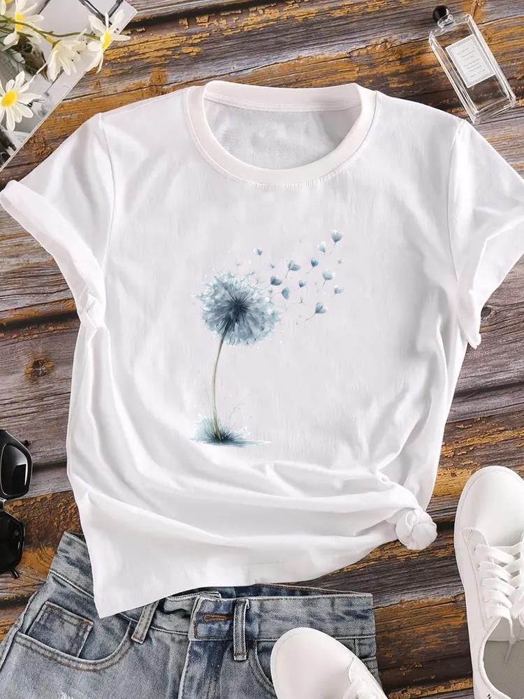 (Asian Size) Letter Lovely Lady O-neck T Shirt Clothing Printed Female Top Casual Fashion Women Graphic Tee Short Sleeve T-shirts