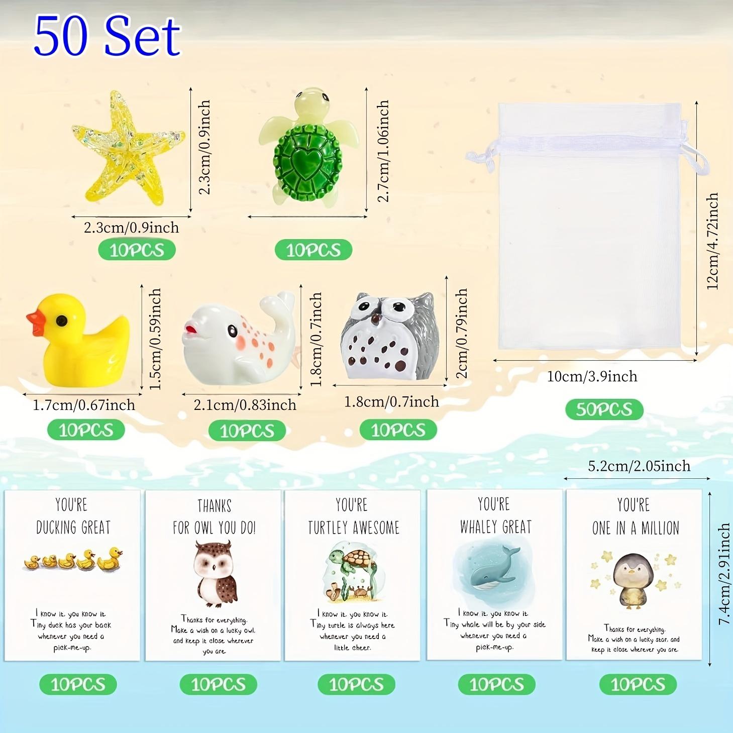 

50pcs Inspiring and Thanking Employees with Small Gifts, Various Animal Figurines, and Motivational Notes