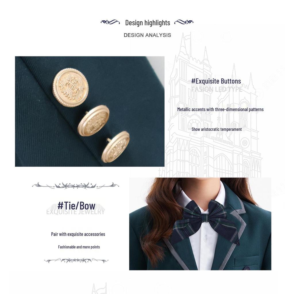 British Style Spring/Autumn Three-Piece Kindergarten & Primary School Uniform Set