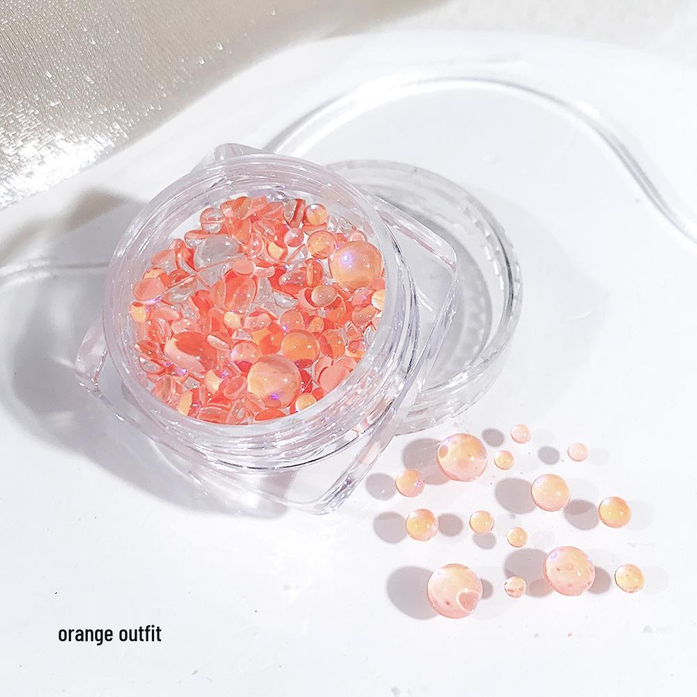 Iridescent Mermaid Nail Art Beads: Half-Round Glass Rhinestones and Mixed Accessories