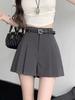 Women's High Waist Pleated Shorts Loose Fit A Line Skort Summer Sweet Casual Wide Leg Suit Shorts