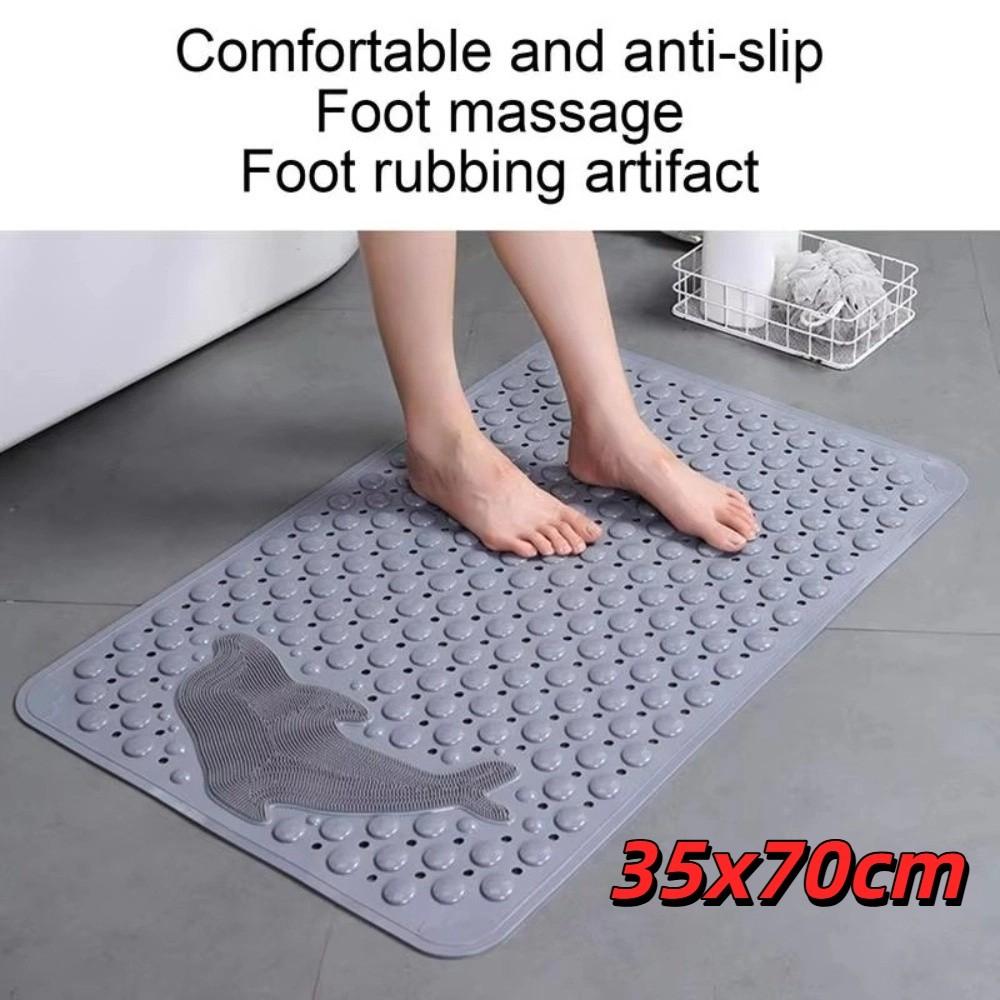 New 70*35cm Non-Slip Shower Mat with Suction Cup Drainage Holes Shower Pad Washable Multi-Color Massage Pad Bathroom