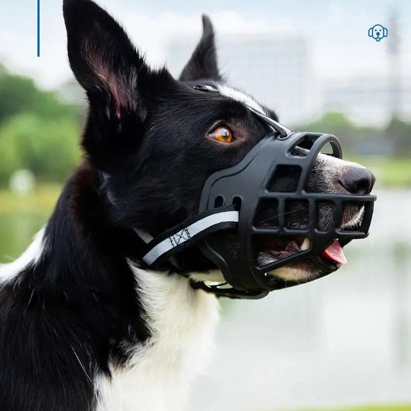 Verstellbare Hundemaske Anti-Biss Atmungsaktive Netzkorb-Maulkorb mit Reflektoren für Kleine Mittlere Große Hunde Sicher