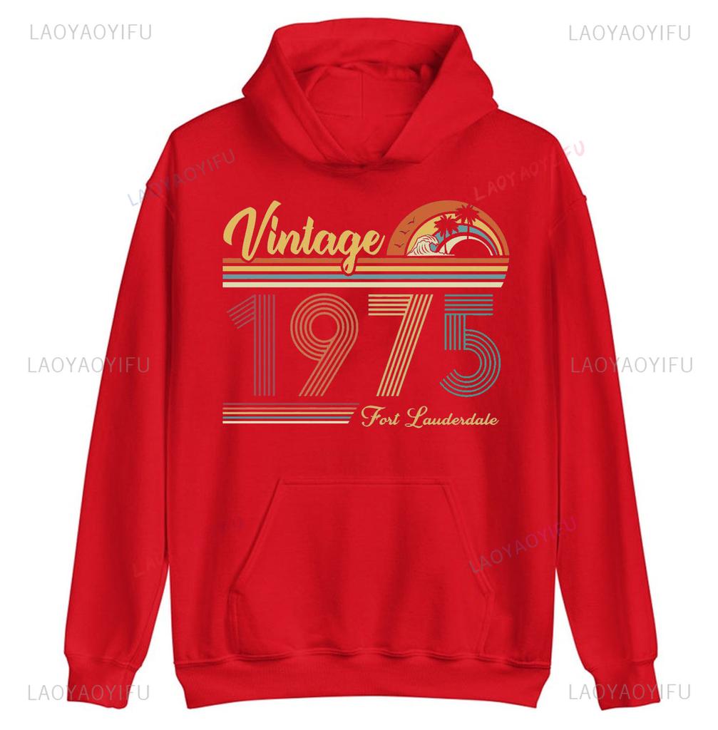 Vintage 1975 Sweatshirt Birthday Hoodies Custom Birthday Trip Outfit 50th Squad Hoodie Retro Pullover Group Stylish Hoody