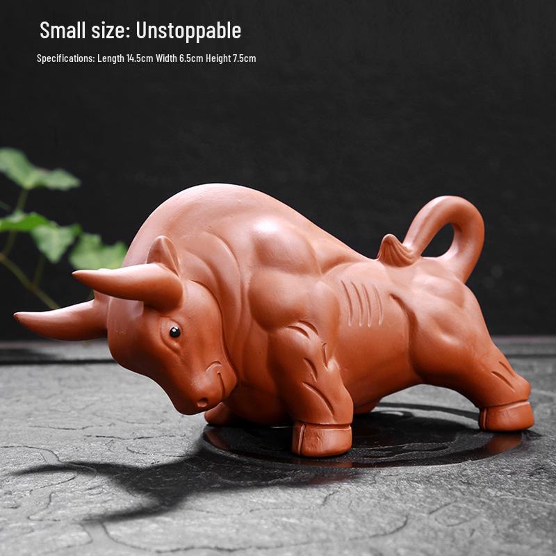 Handmade Large Purple Clay Ox Tea Pet for Kung Fu Tea Ceremony