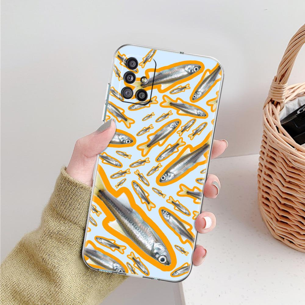 Phone Case For Samsung A15 A13 A35 A55 A51 A71 A41 A31 A21S A05 A17 A23 A25 A33 A53 A73 5G A07 4G Cover Sardines Aquatic Product