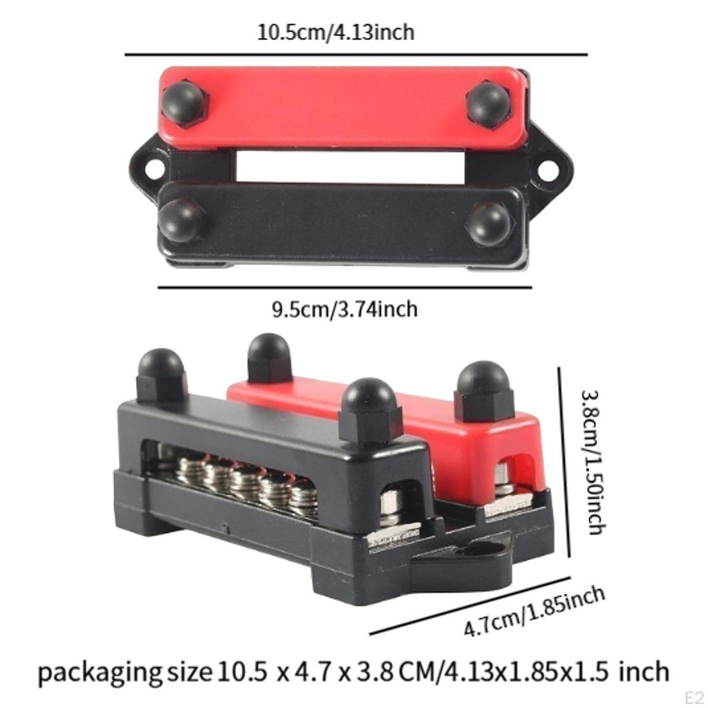 6 Way Power Distribution Block 150A with Cover Marine Bus Bar Battery Busbar for ATV Boat UTV Car
