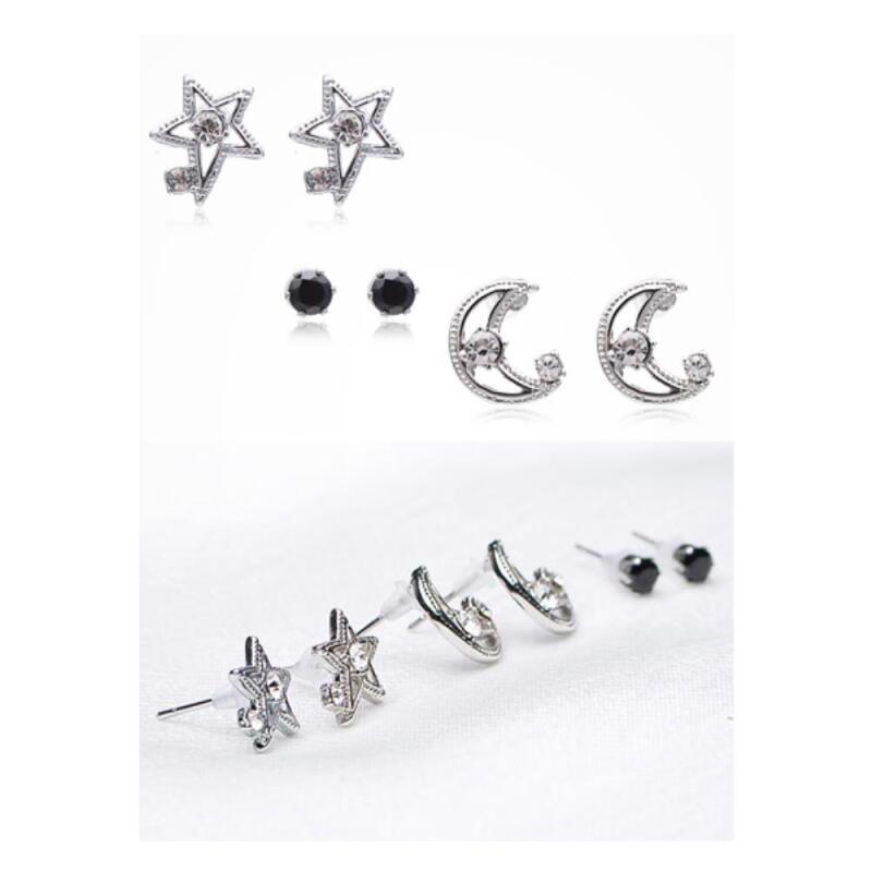 

Women s Fashion Star Moon Circle Cubic 3-Piece Earrings A20355_3-piece set