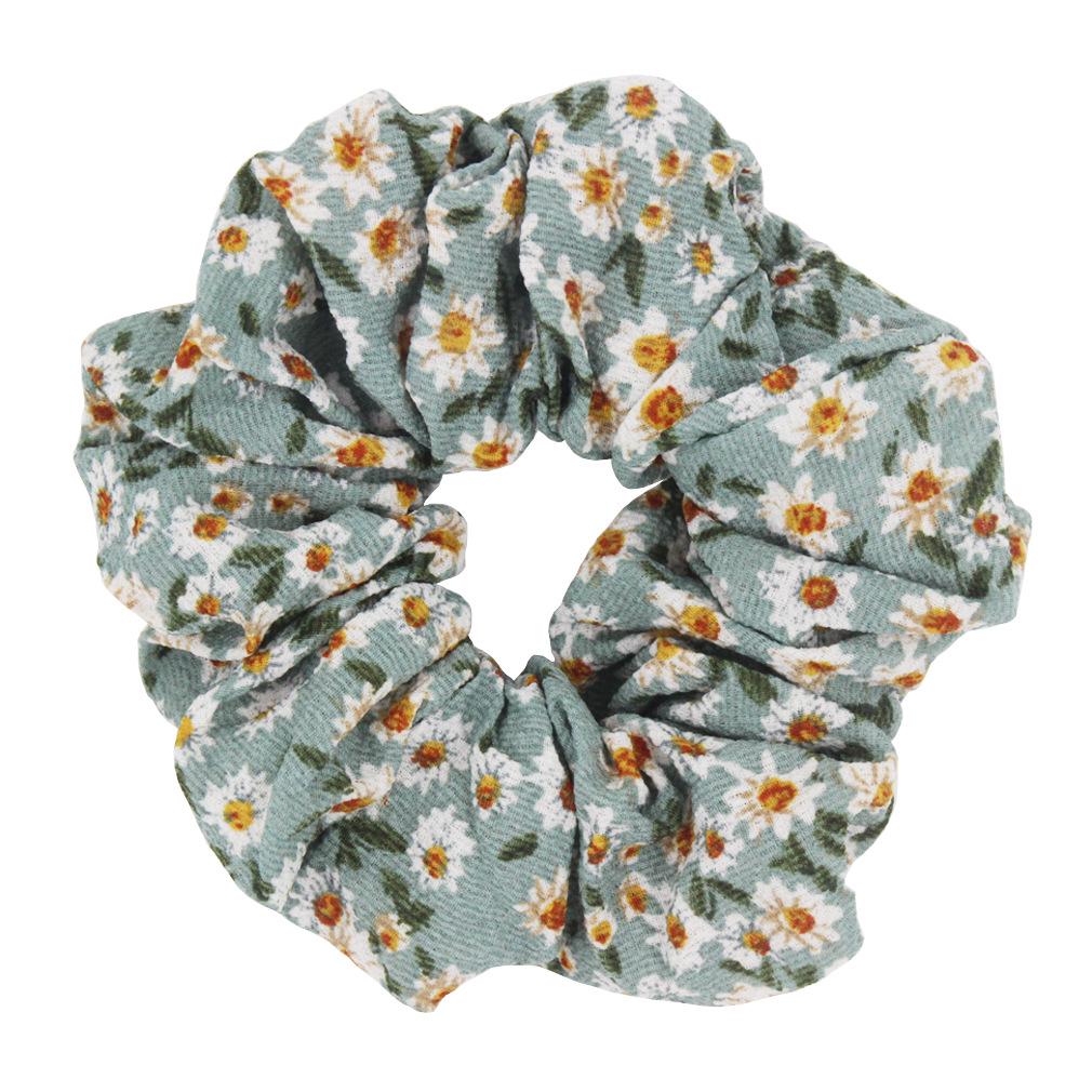 Korean Daisy Floral Hair Tie - Polyester Cotton Elastic Band