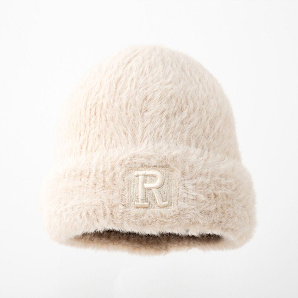 

Winter Warm Beanie Hats Solid Color Bonnet Caps Fashion Knitted Hat Outdoor бежевый