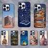 Illustration Read Books Phone Case For iPhone 16,15,14,13,12,17,11,Mini,Pro,SE,XS,MAX Blue Matte Silicone Cover