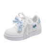 Girls' Leather Spring Bowknot Sneakers - White, Big Kids, Student-Friendly