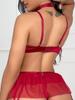 European & American Lace Mesh Temptation Lingerie Set for Women