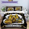 3PC Custom Name Excavator Art Poster Bedding Set Duvet Cover Closure Includes 1 Duvet Cover & 2 Pillowcases for Bedroom