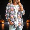 Women's Casual Button Down Halloween Print Jacket for Fall Seasonal Wear