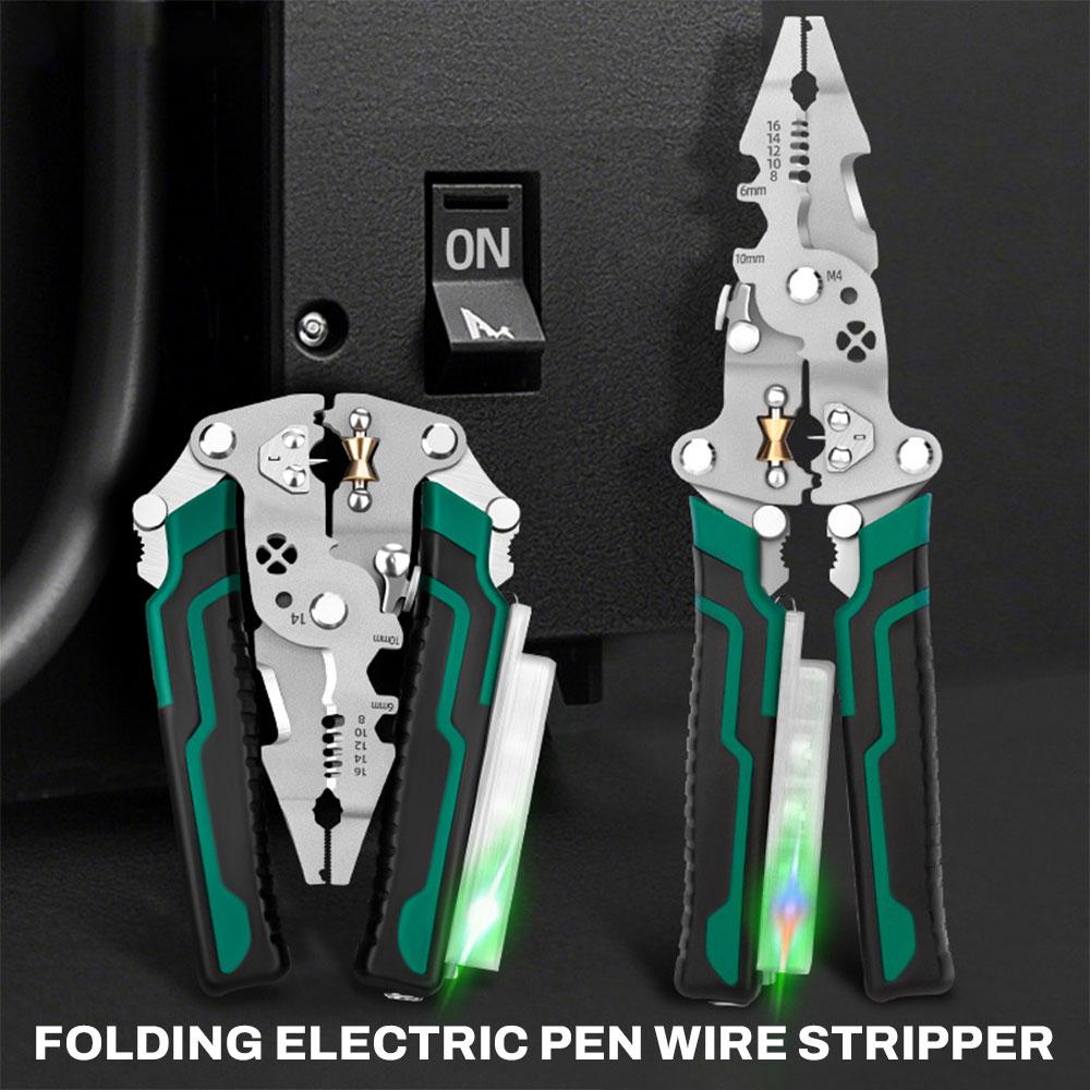 Wire Strippers Foldable Cable Cutters Multi-Function Electrician Wire Splitter Wire Winding Pliers Crimping Pliers Hand Tool