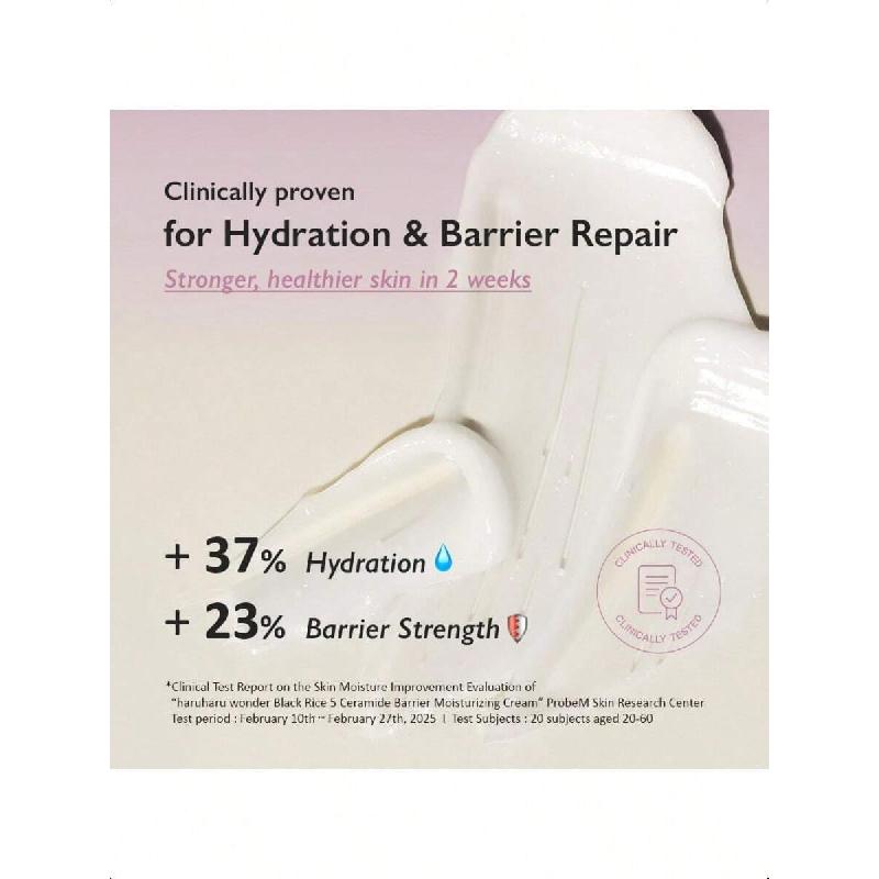 HaruHaru Wonder Black Rice 5 Ceramide Barrier Moisturizing Cream, Daily Skin Barrier Care, Long-Lasting Hydration, Soothing & Nourishing,  50ml