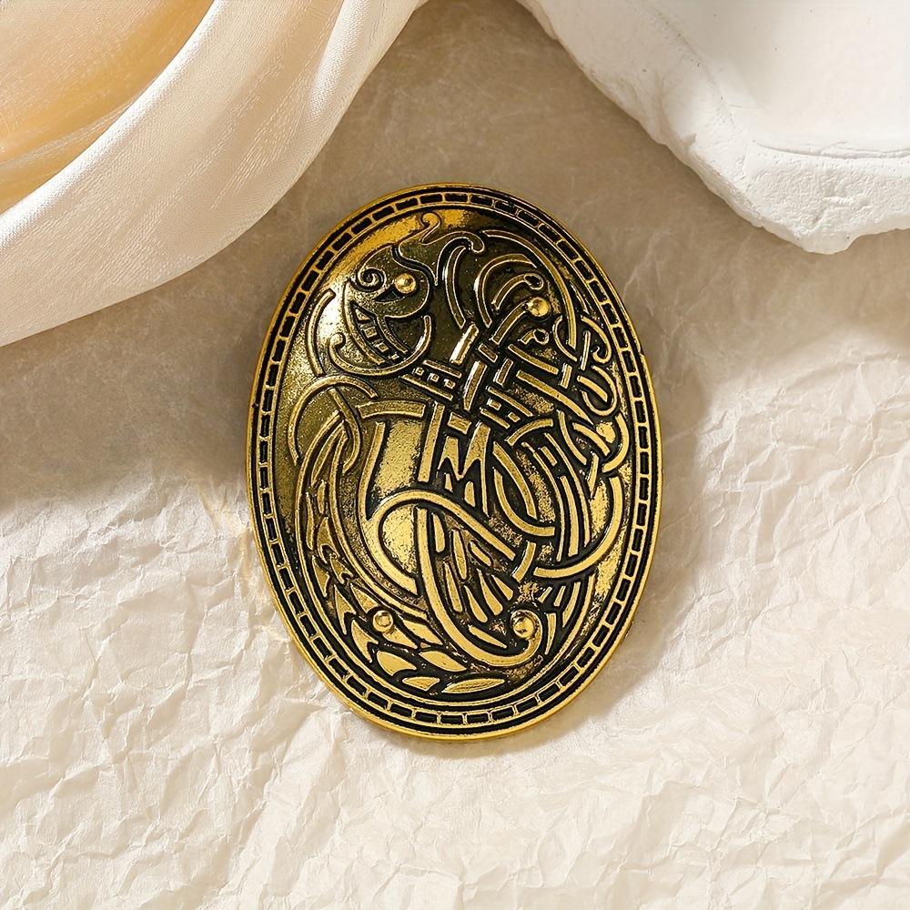 Wolf Pattern Amulet Pattern Geometric Minimalist Oval Badge Brooch 3*5cm