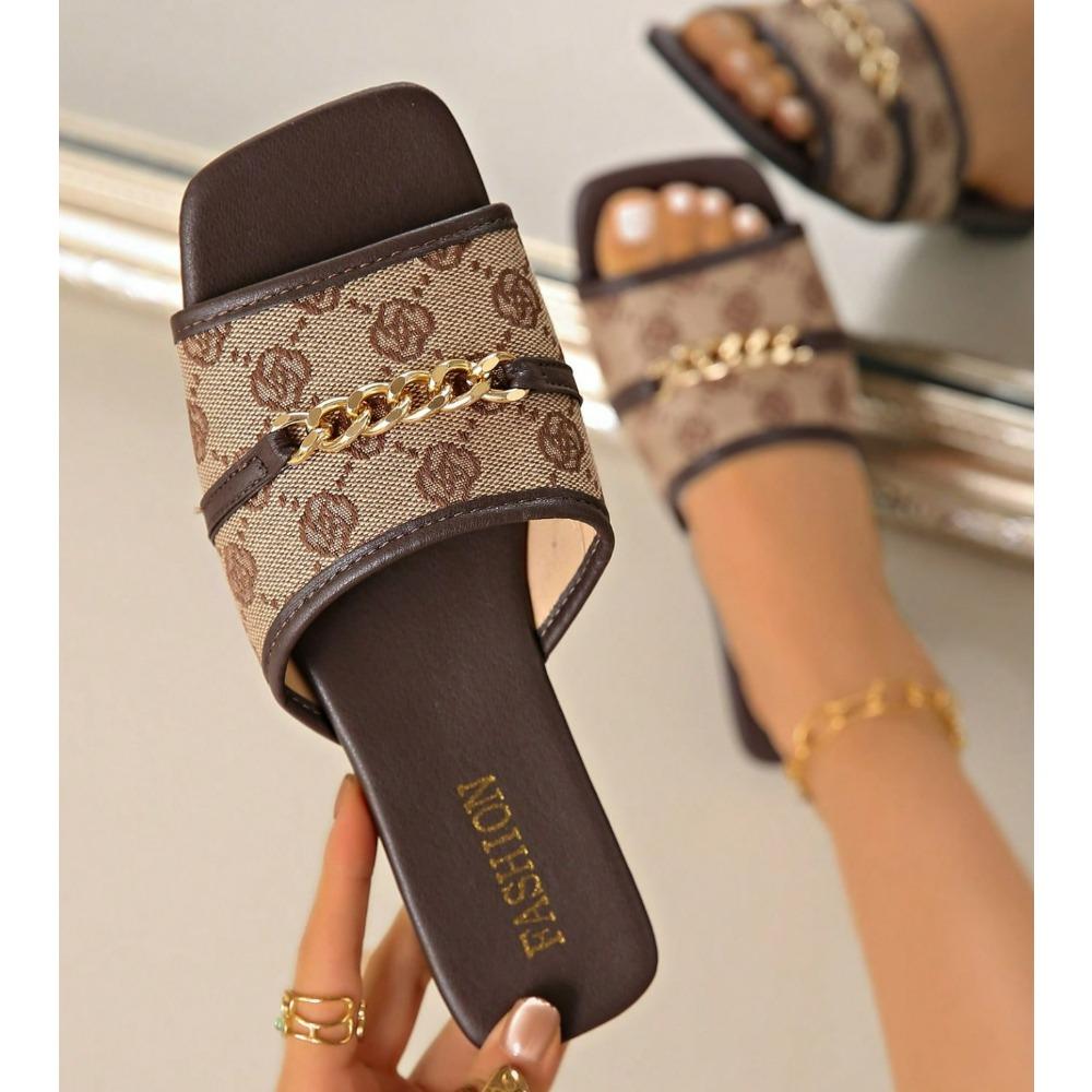 

New Summer Women Flat Slippers Luxury Outdoor Beach Flat Sandals Trend Brand Designer Slippers Women Big Size Slides Women 43 шоколадний