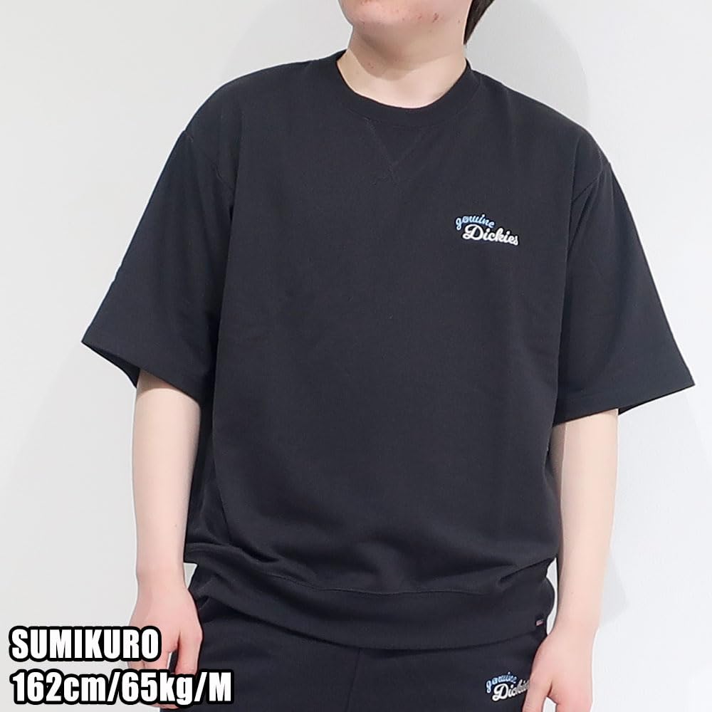 Men's Dickies Sweatshirt, Short Sleeve, Single Point Embroidery, Sizes M, L, LL, Oversized Silhouette, Mini Fleece, 10001905 (JP, Alphabet, L, Navy)