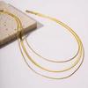 18K Gold Plated Stainless Steel Flat Snake Herringbone Layering Necklaces For Women Girl Waterproof Layered Chains Jewelry