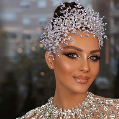 Πολυτελή καλύμματα κεφαλής νύφης Ice and Snow Queen Hair Band Κομψά πολυτελή διακοσμητικά αξεσουάρ στρας βαριάς βιομηχανίας
