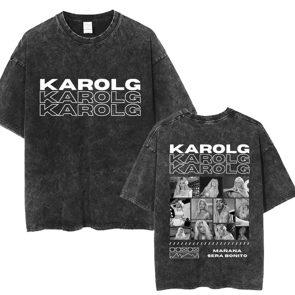 Hot Karol G Bichota Music Album Washed T Shirt Hip Hop Fashion Men Women Cotton Men Women Clothing Classi high quality soft tees
