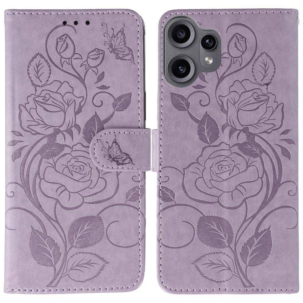For CMF Phone 2 Pro Case Wallet Stand Imprinted Rose Butterfly PU Leather Phone Cover