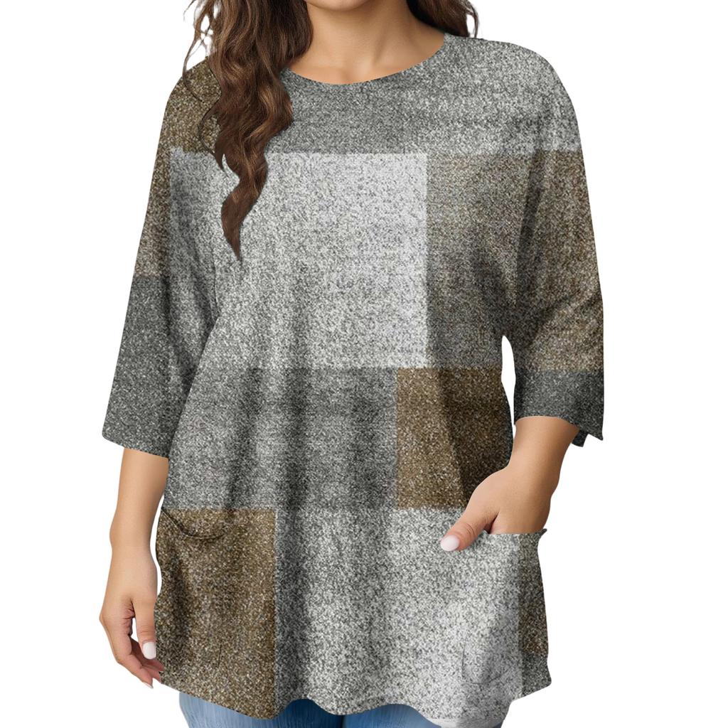 Damen Mode Übergröße Bedruckte Kurzarmbluse Für Elegantes Pendeln Und Freizeitkleidung