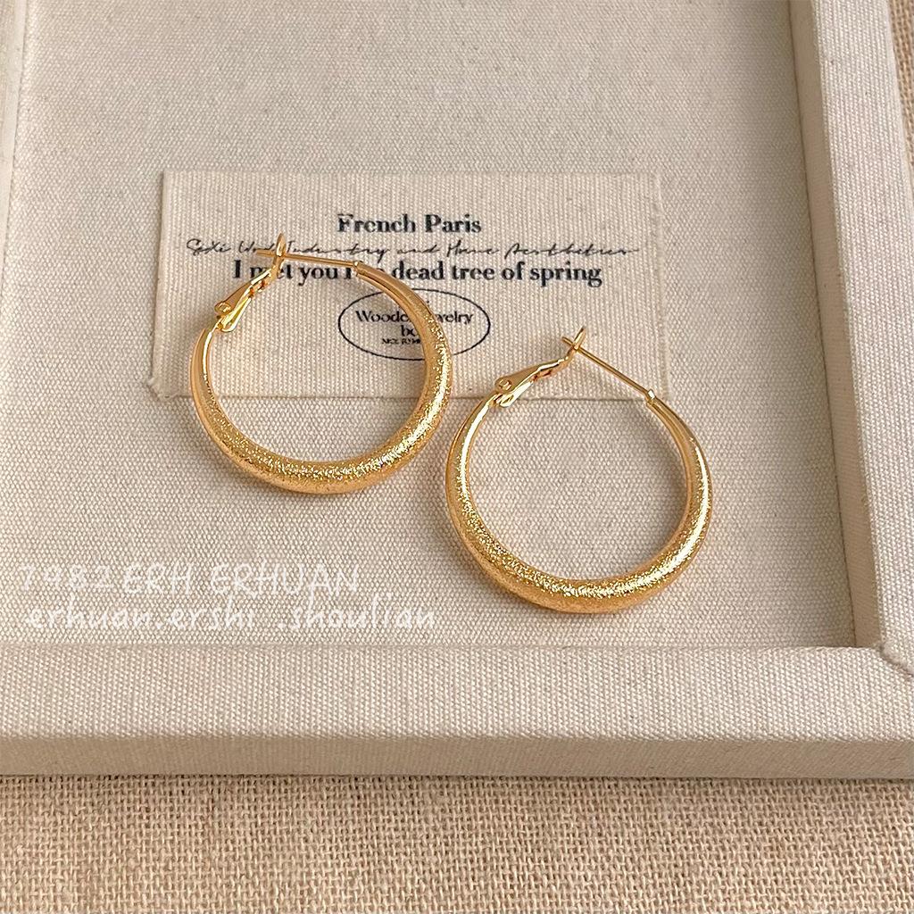 French Hong Kong style exaggerated matte temperament earrings niche design light luxury earrings earrings wholesale