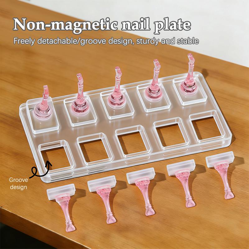 10 Grid Non-Magnetic Acrylic Nail Stand False Nail Display Stand Tips Holder For Cat Eye Gel Press On Nails Display Rack Practic