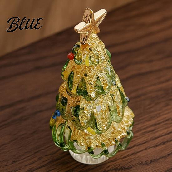Christmas Landscaping Scene Accessory Mini Tree Figurine Handmade Colored Glaze Tabletop Ornament Creative Gifts for Friends with Star Top