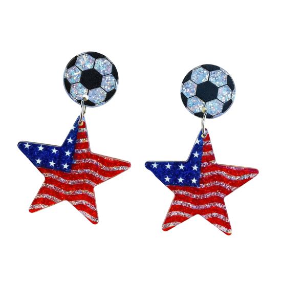 

USA Flag Acrylic Dangle Drop Earrings Independence Day-Themed Earrings Comfortable to Wear Multiple Styles for Sports Holiday Outfits C