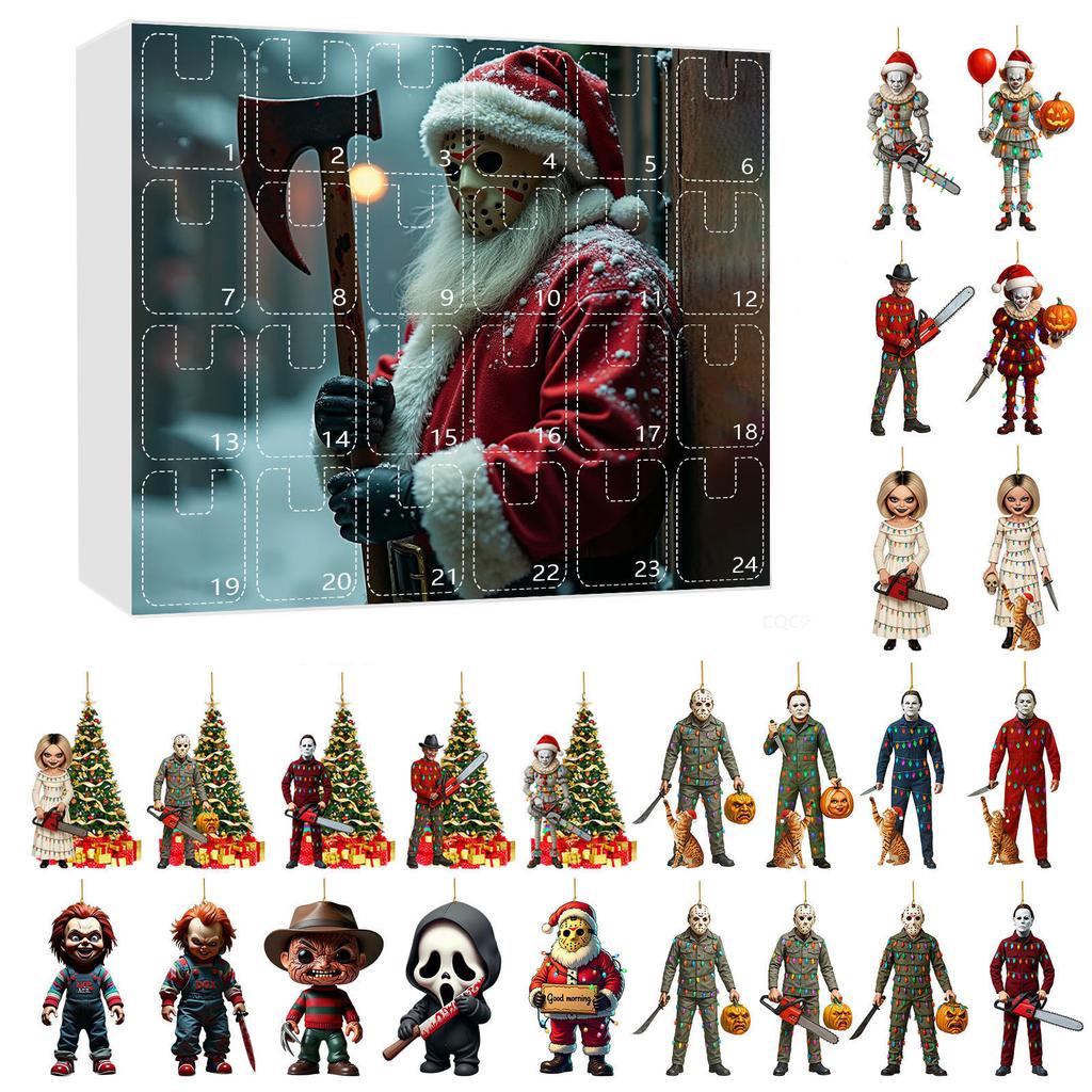 2D Plane Blindbox Airplane Box 24-day Countdown Calendar Horror Character Halloween Blindbox Christmas Tree Dress Up Holiday Ornaments