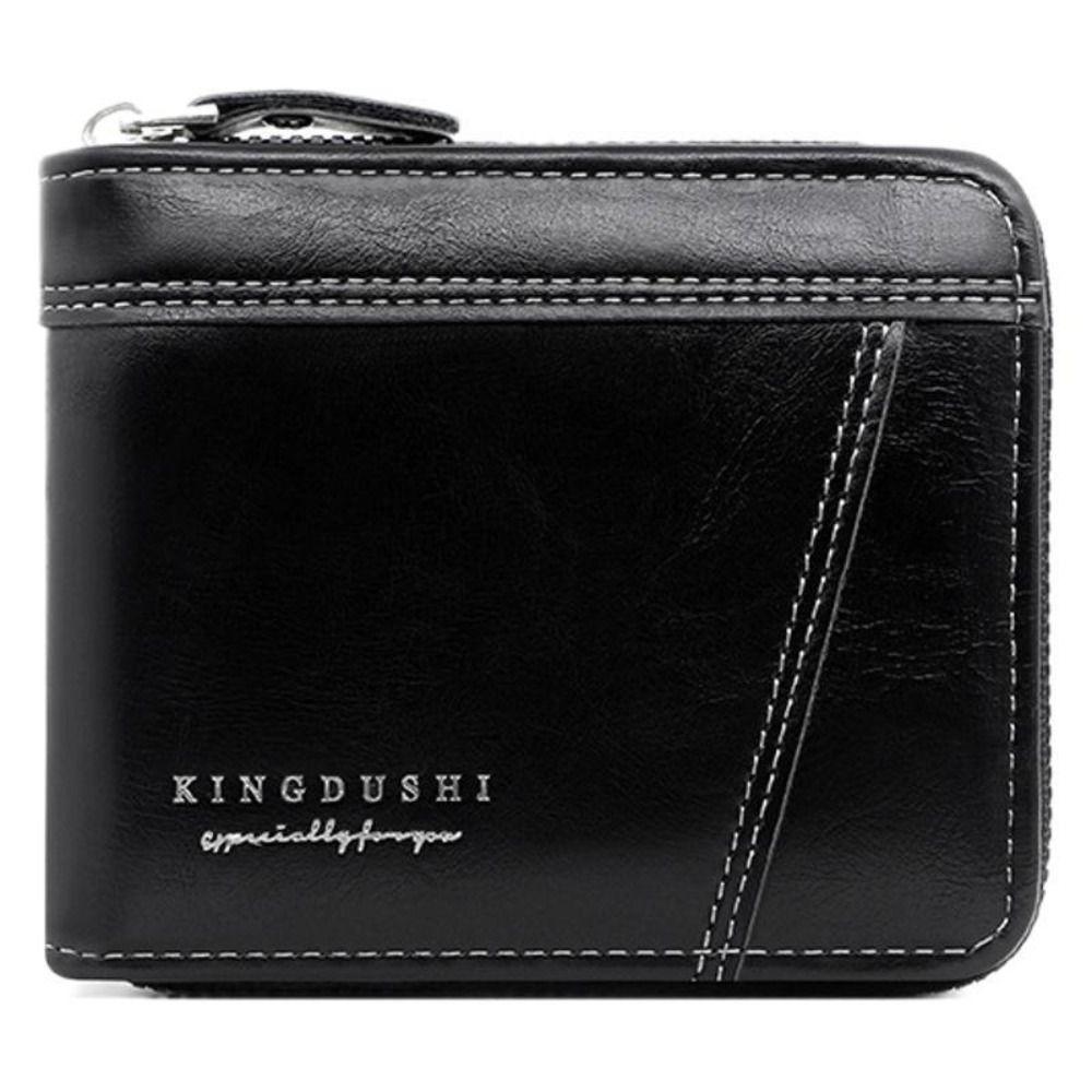 Fashion PU Leather Men Business Wallet Soft Zipper Coin Purse Multifunctional Multi-card Slot Short Wallet