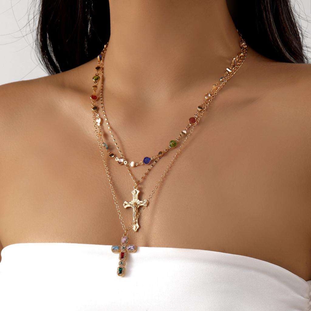 Геометрический кулон-крест на цепочке из сплава для модного унисекс-стиля NC25Y13011