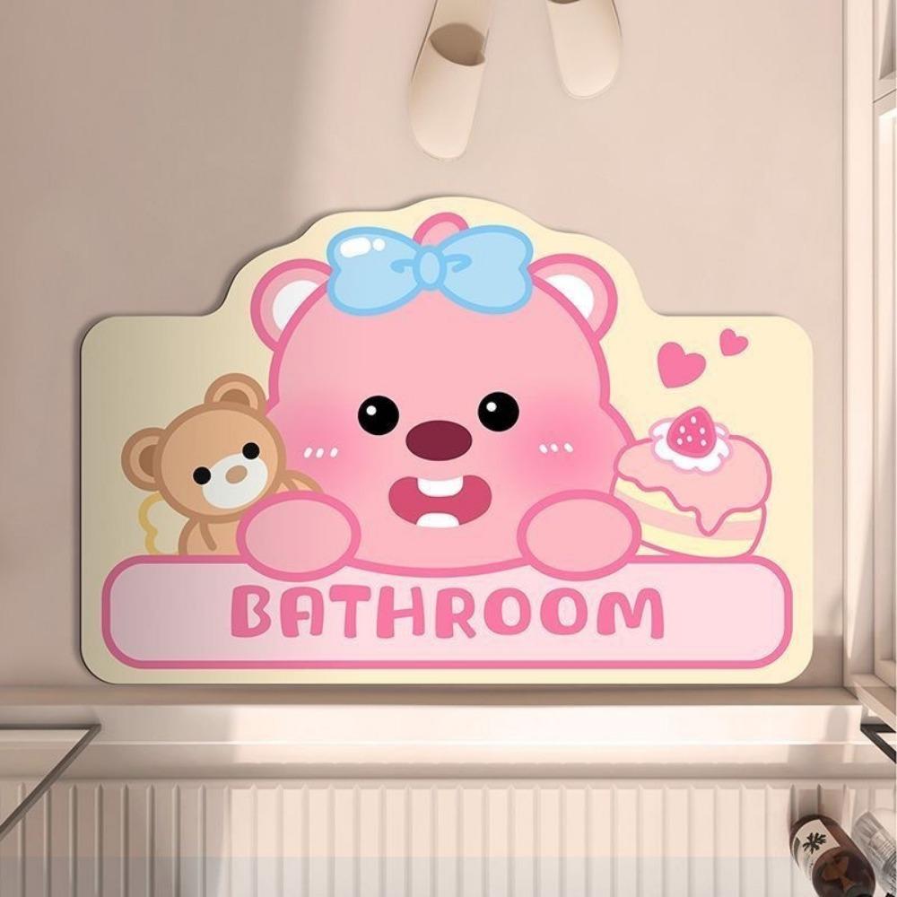 2pcs Cartoon Ruby Diatom Mud Floor Mat Toilet Water-absorbing Non-slip Foot Mat Entrance Door Mat