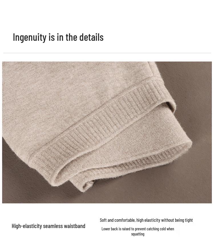 Men's Wool Fleece-Lined Warm Pants & Women's Faux Mink Cashmere Leggings: Winter High-Waisted Knitwear.