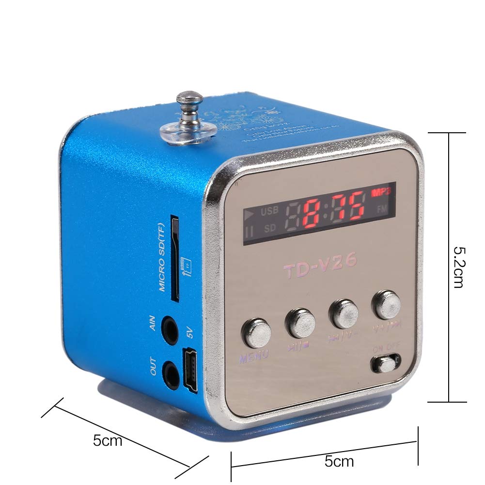 Mini Digital Portable Music Player with FM High Easy USB Card Great for and Travel Speaker, Radio, MP3, Sensitivity, Operation, Charging, USB/SD/TF