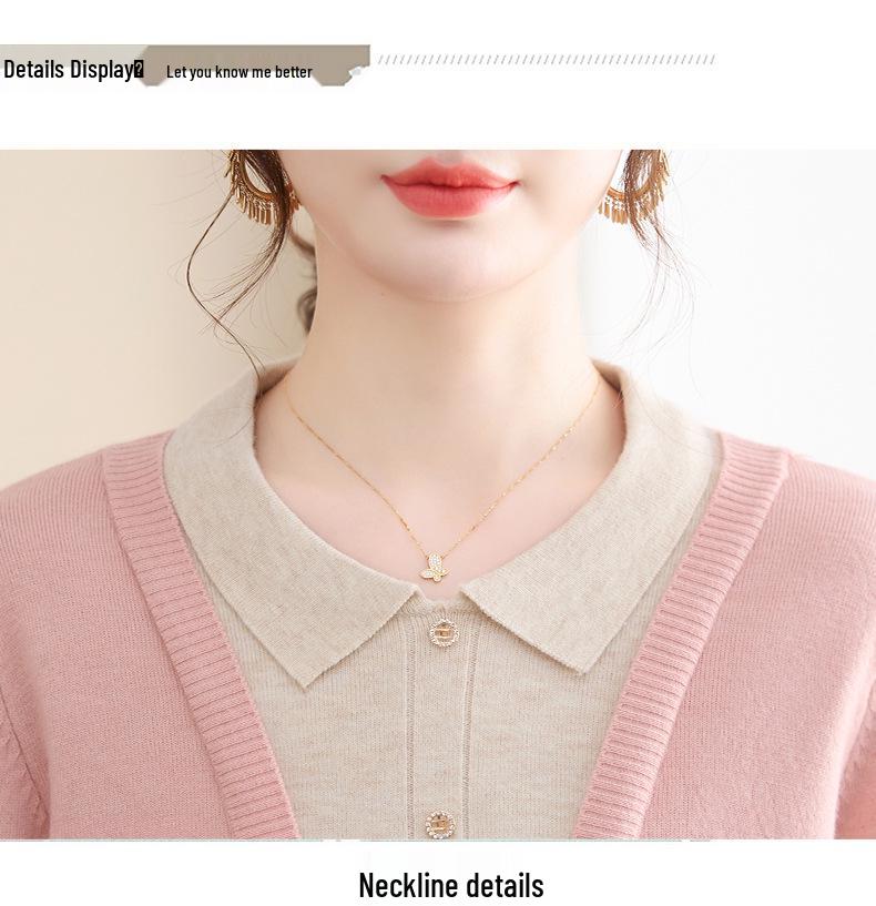 2025 Mom's Stylish Knitted Base Sweater for Middle-Aged Women - Autumn/Winter Two-Piece Look