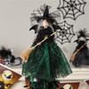 Halloween Witch Doll Desktop Decorations Witch Tree Toppers for Holiday Party Home Decor Witches with Spiders Web Dress