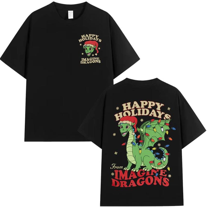 Camiseta de Música del Álbum de Rock Imagine Dragons Moda Hip Hop Camiseta Unisex Mujer Algodón Comodidad Manga Corta Camisetas Streetwear