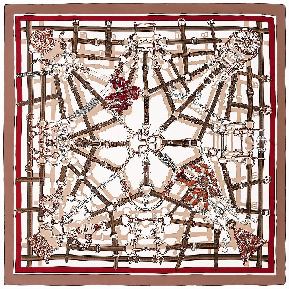 130cm European Style Chain Printing Square Scarf Women Multi-Purpose Sun Protection Four Season Travel Scarves and Shawls