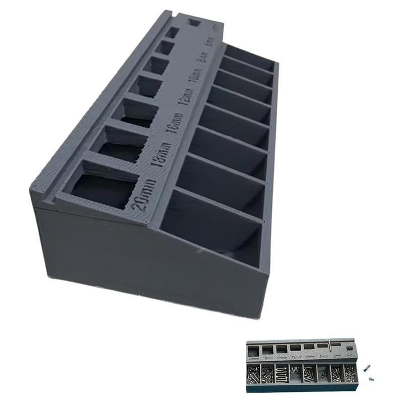 

Сортировщик болтов M3, Лоток для сортировки длины винтов с 7 измерительными слотами, Портативный органайзер для инструментов для винтов, Прочный пластиковый органайзер для хранения серый