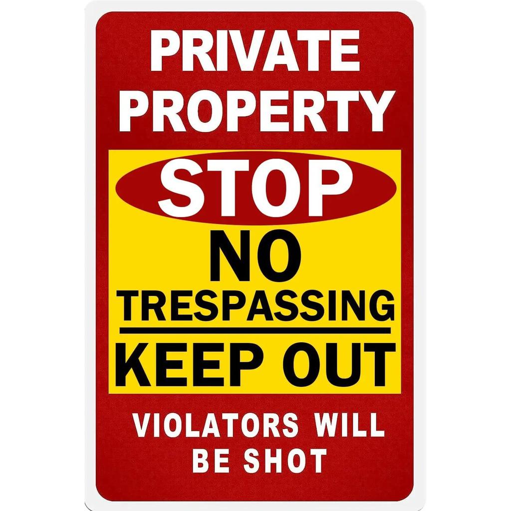 Retro No Trespassing Metal Poster Iron Decoration Perfect for Home Cafe Garage Club Bar Pubs
