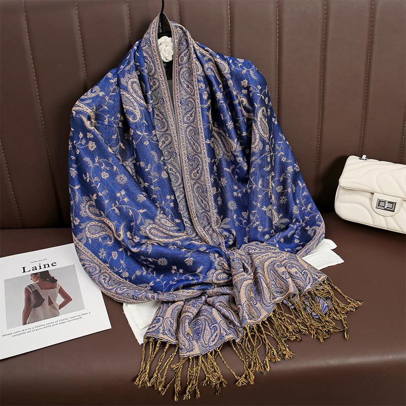 Paisley Pashmina Jacquard Scarf Luxury Women Cashew Printed Silky Shawl Wrap Flowers Borders Winter Warm Echarpe Female Foulard