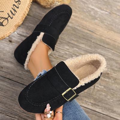 Chaussures d'hiver Femmes Mocassins avec Fourrure Baskets Décontractées Automne Bout Rond Slip-on Nœud Papillon Ballerines Mocassin Mules Confortables