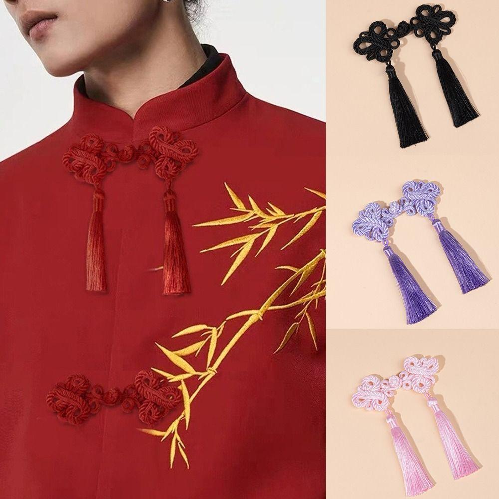 Bottoni Creativi Stile Cinese con Nappa Bottoni da Cucito Bottoni Nodo Cinese Lavoro a Maglia Fai da Te Fibbia a Piastra Accessori da Cucito